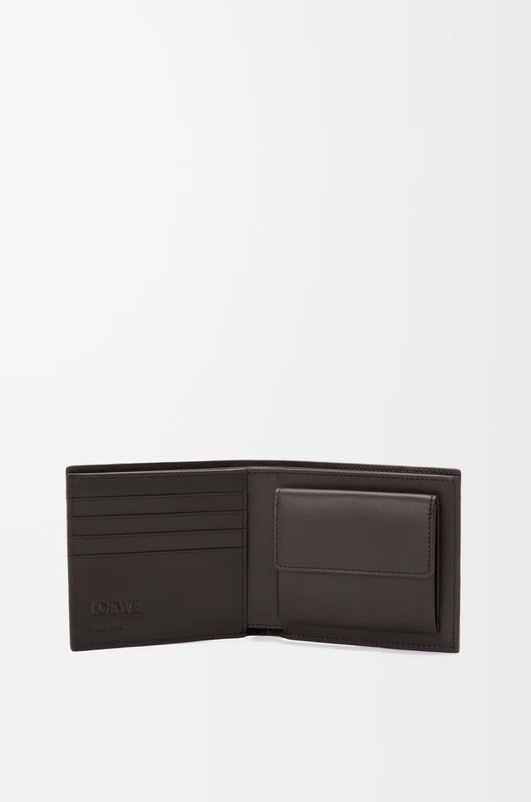 LOEWE 經典小牛皮 Puzzle 雙摺硬幣皮夾 橄欖色/深棕色