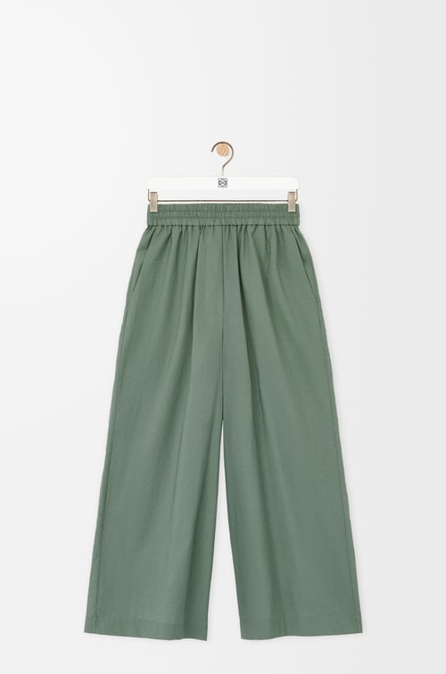 LOEWE クロップド トラウザーズ（コットンブレンド） セージ