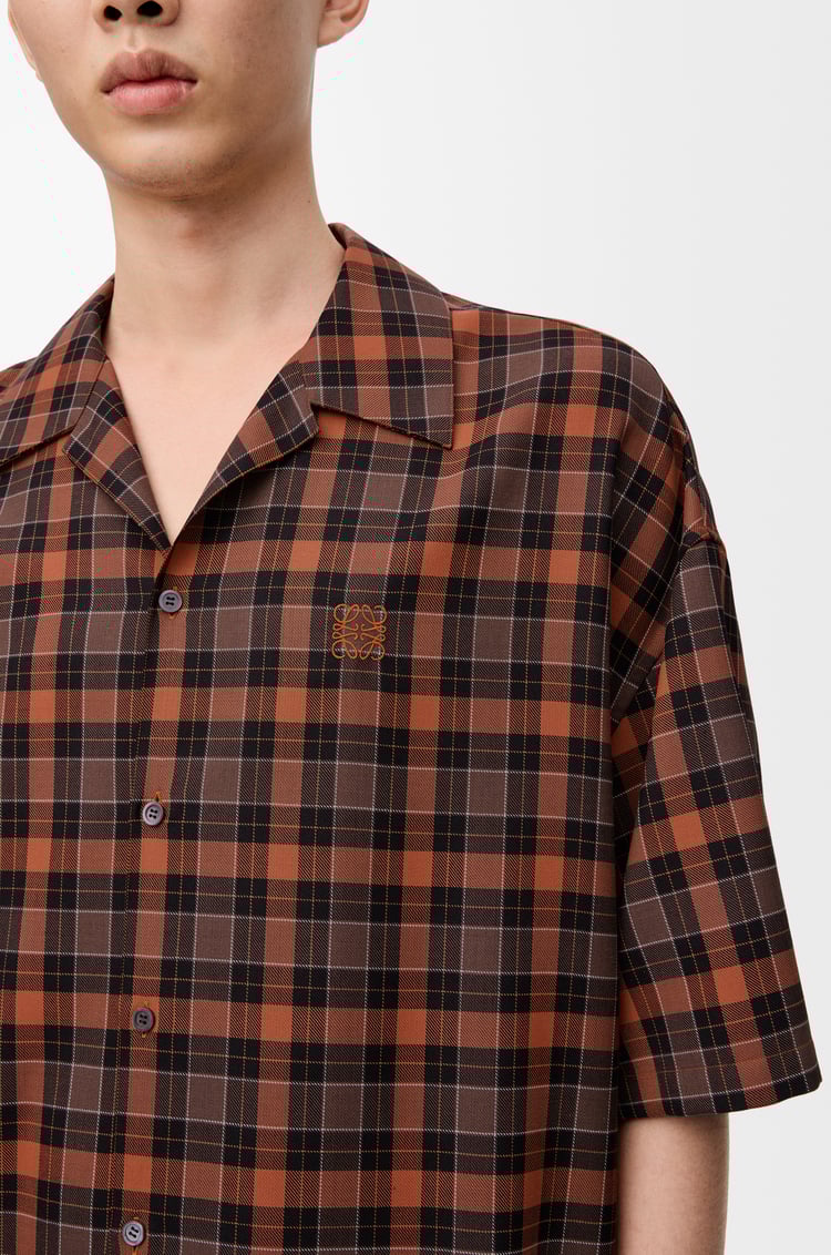 LOEWE Short sleeve shirt in wool blend Orange/Black