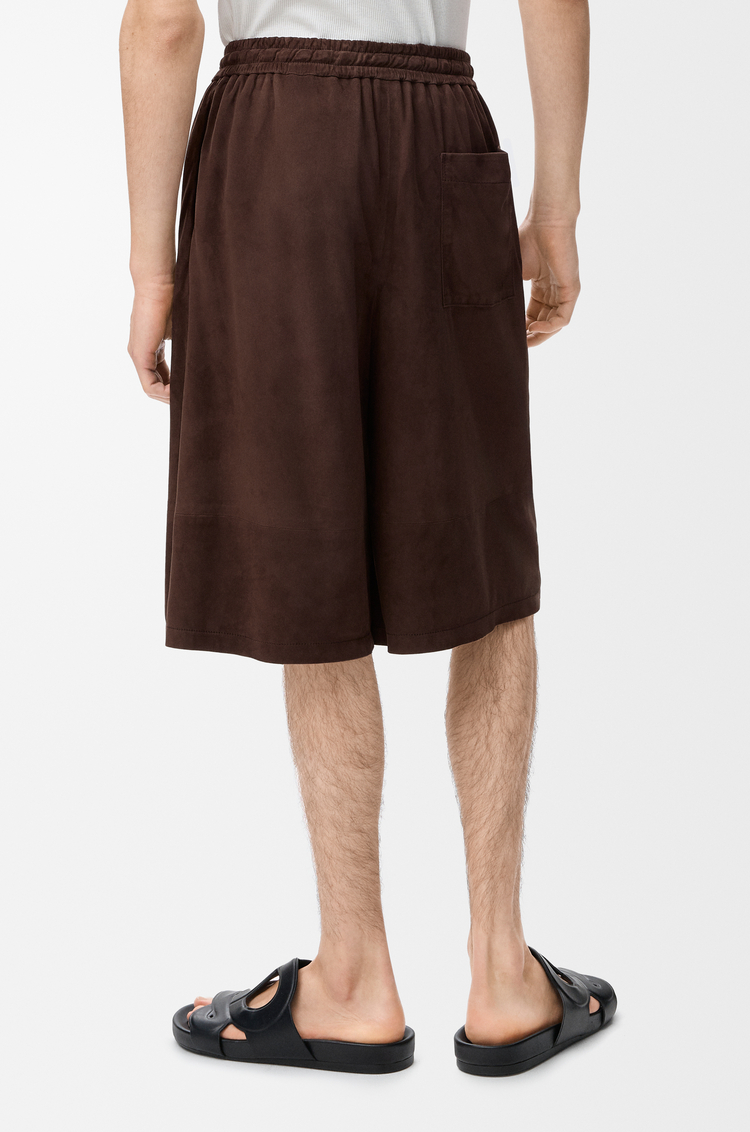 LOEWE 드로우스트링 쇼츠 - 스웨이드 고트스킨 다크 브라운