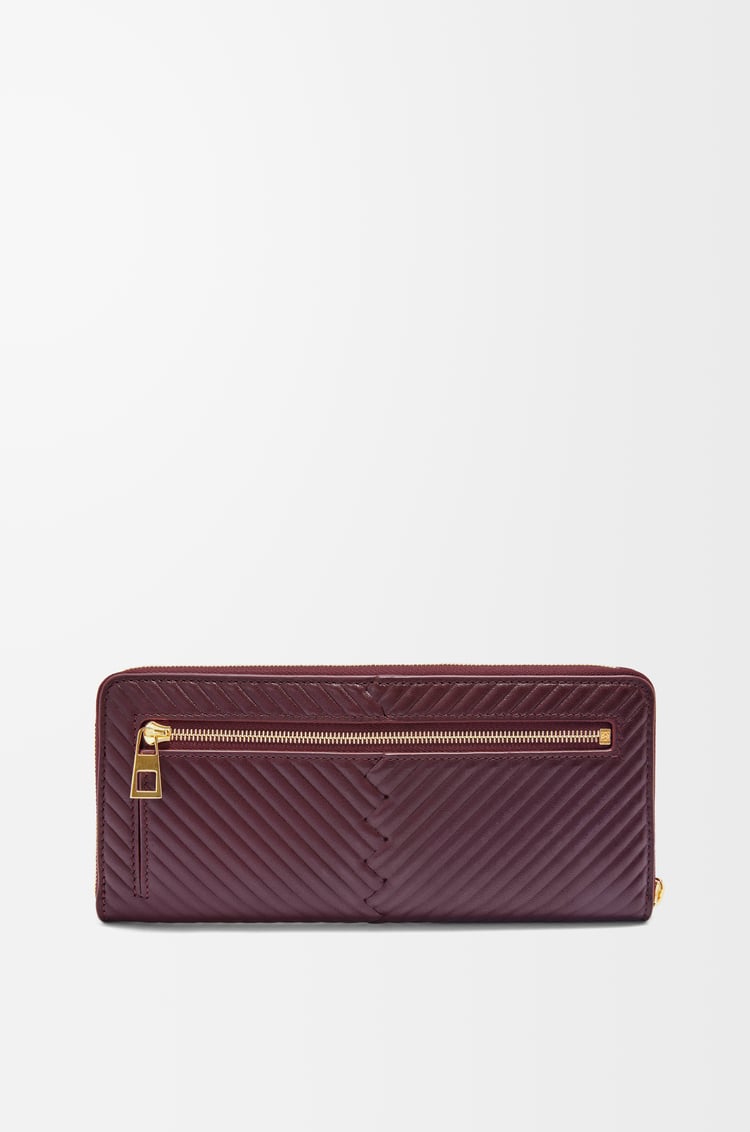 LOEWE Knot zip around wallet in shiny nappa calfskin Dark Burgundy