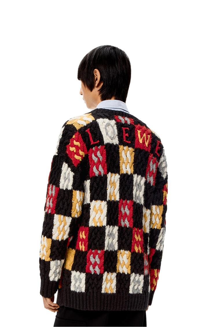 LOEWE Patchwork cardigan in wool and alpaca Black/Multicolor pdp_rd