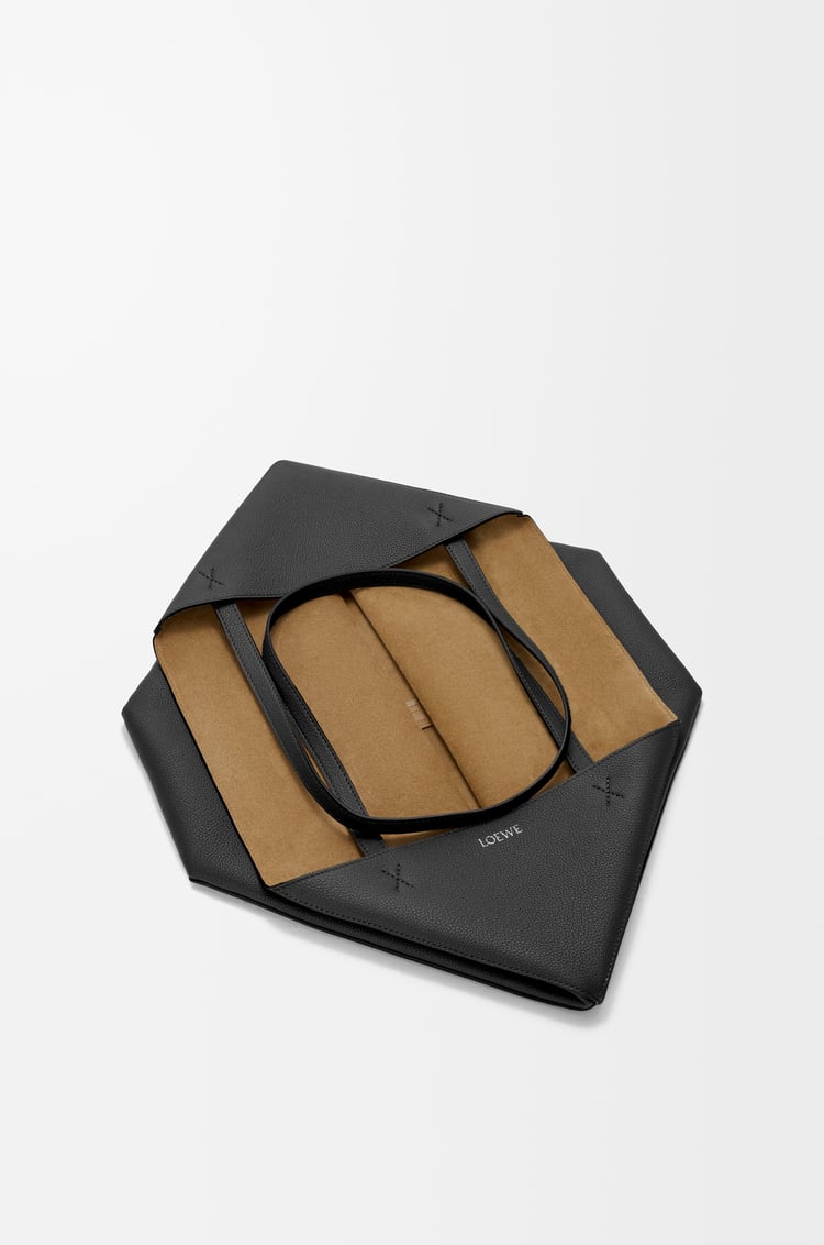 LOEWE 大号柔软粒面牛皮革横版 Puzzle Fold 手袋 黑色