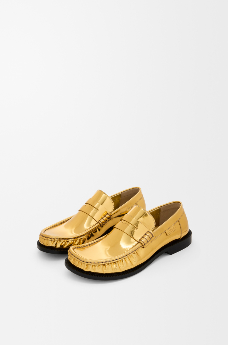 LOEWE Campo loafer in metallic calfskin Gold