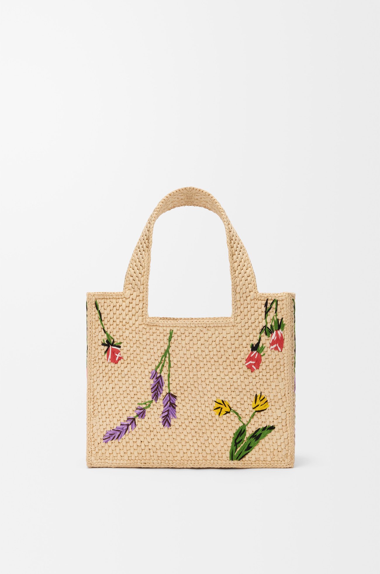 LOEWE Small LOEWE Font tote in raffia Natural