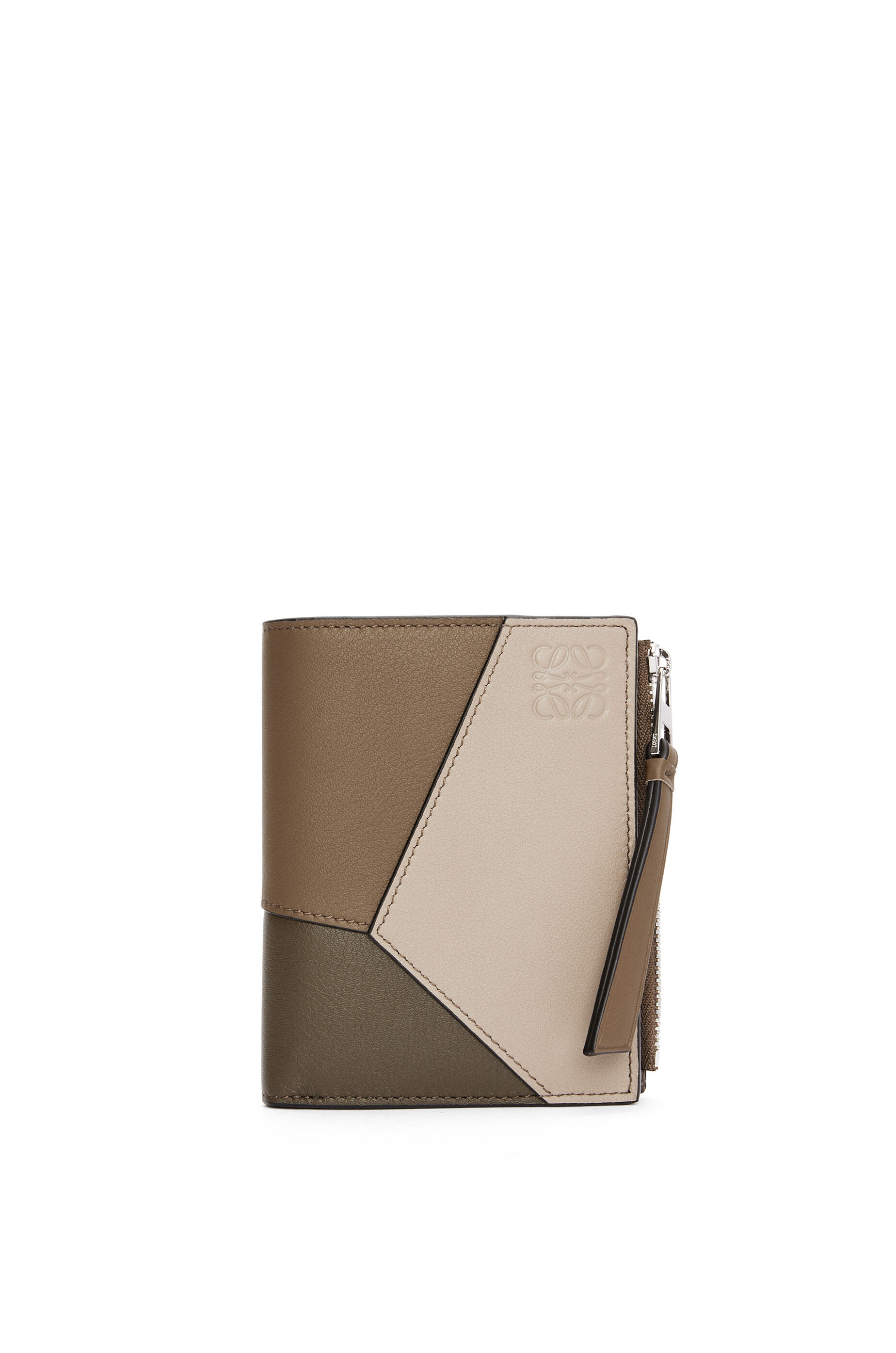 Puzzle slim compact wallet in classic calfskin