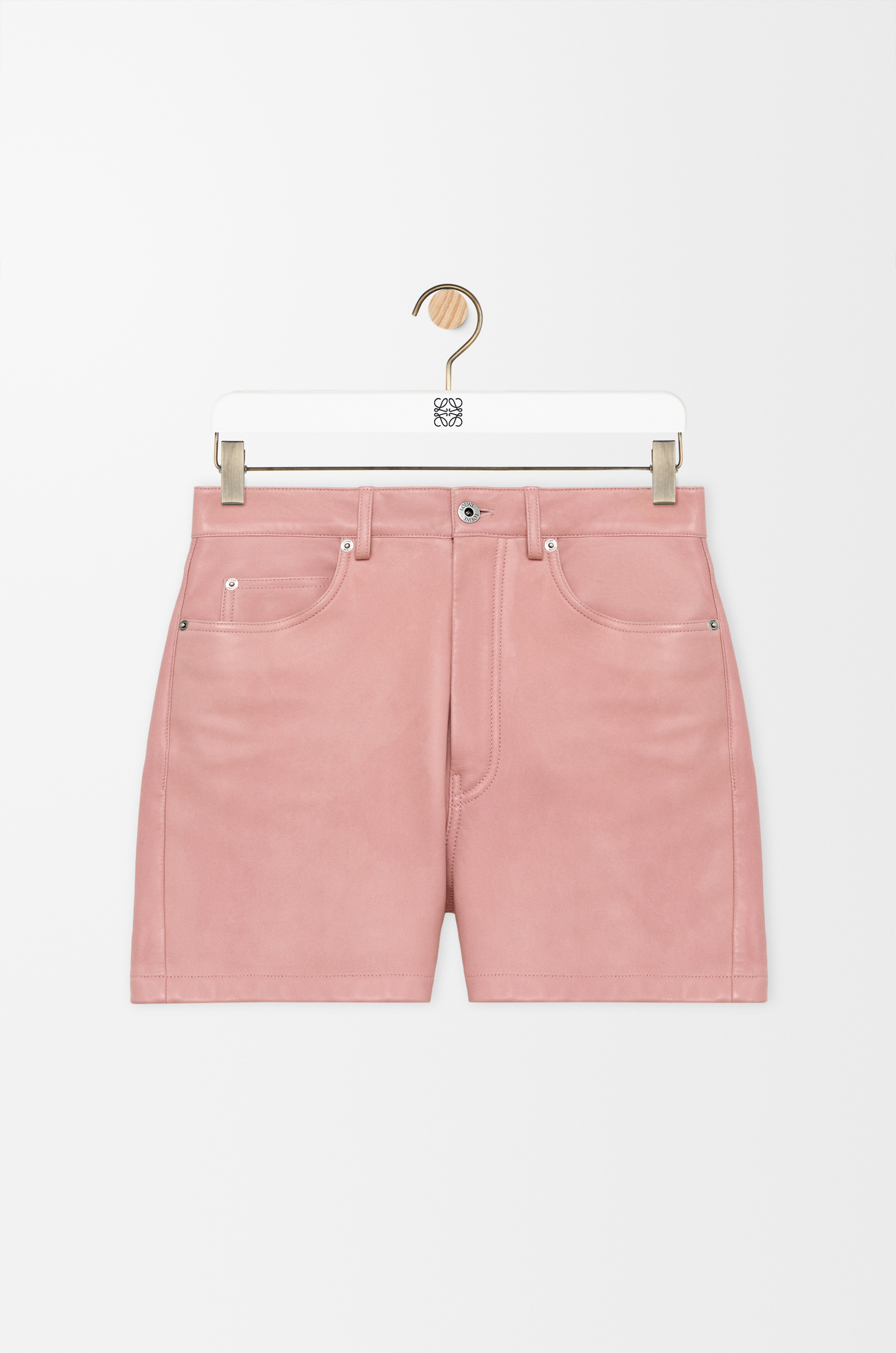 LOEWE Short en cuir d'agneau nappa Rose Clair