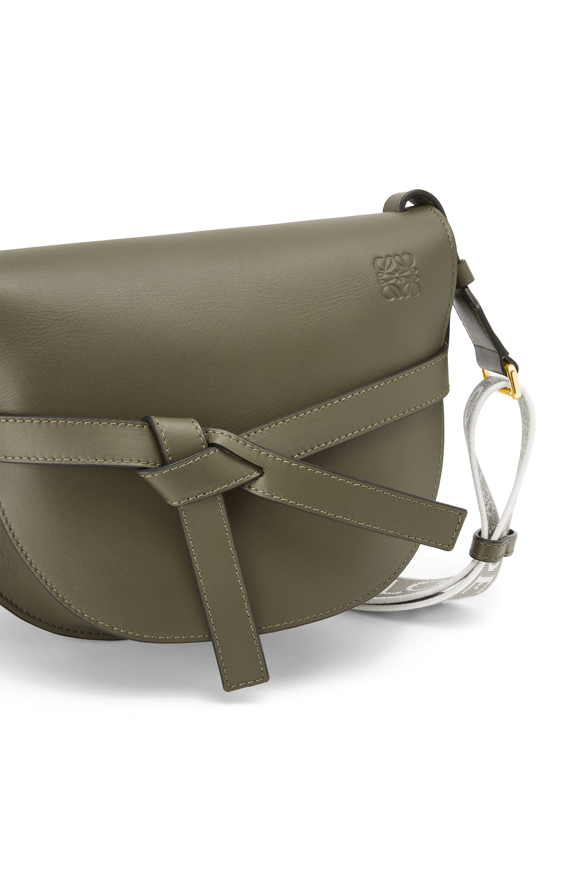 Small Gate bag in soft calfskin and jacquard Autumn Green LOEWE