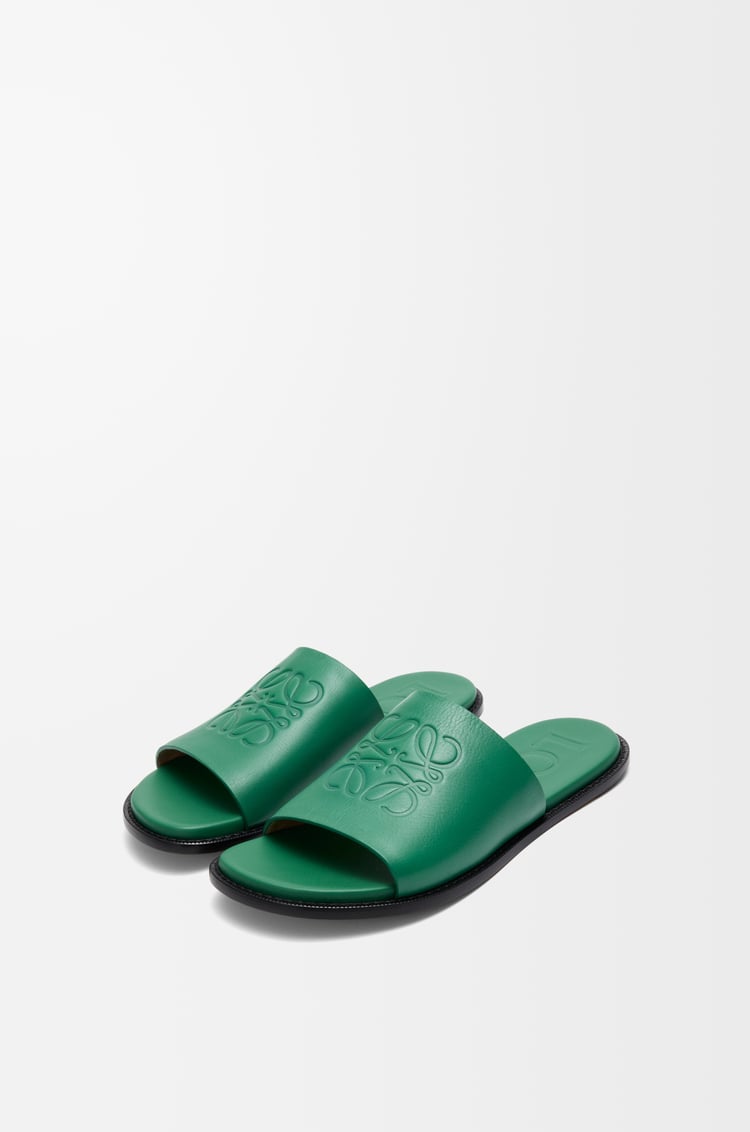 LOEWE Sandalia Flex Anagram en piel de ternera Verde