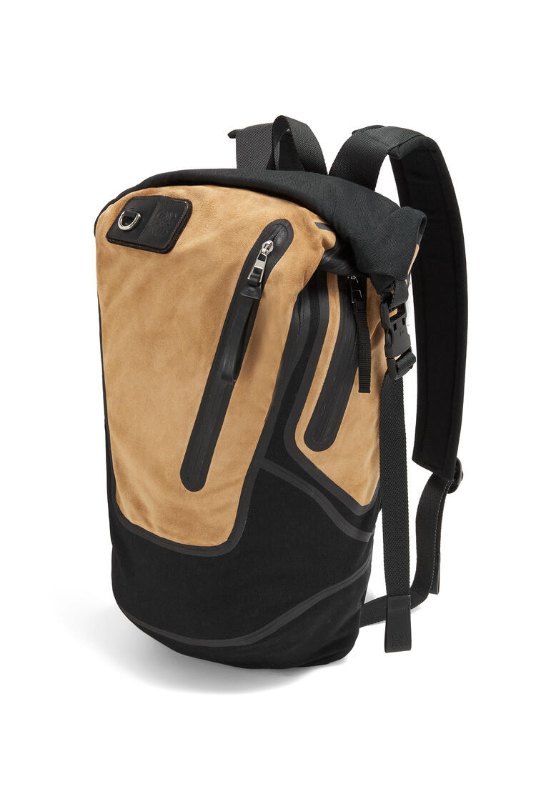 LOEWE Technical backpack in recycled canvas and suede Black/Dark Gold pdp_rd