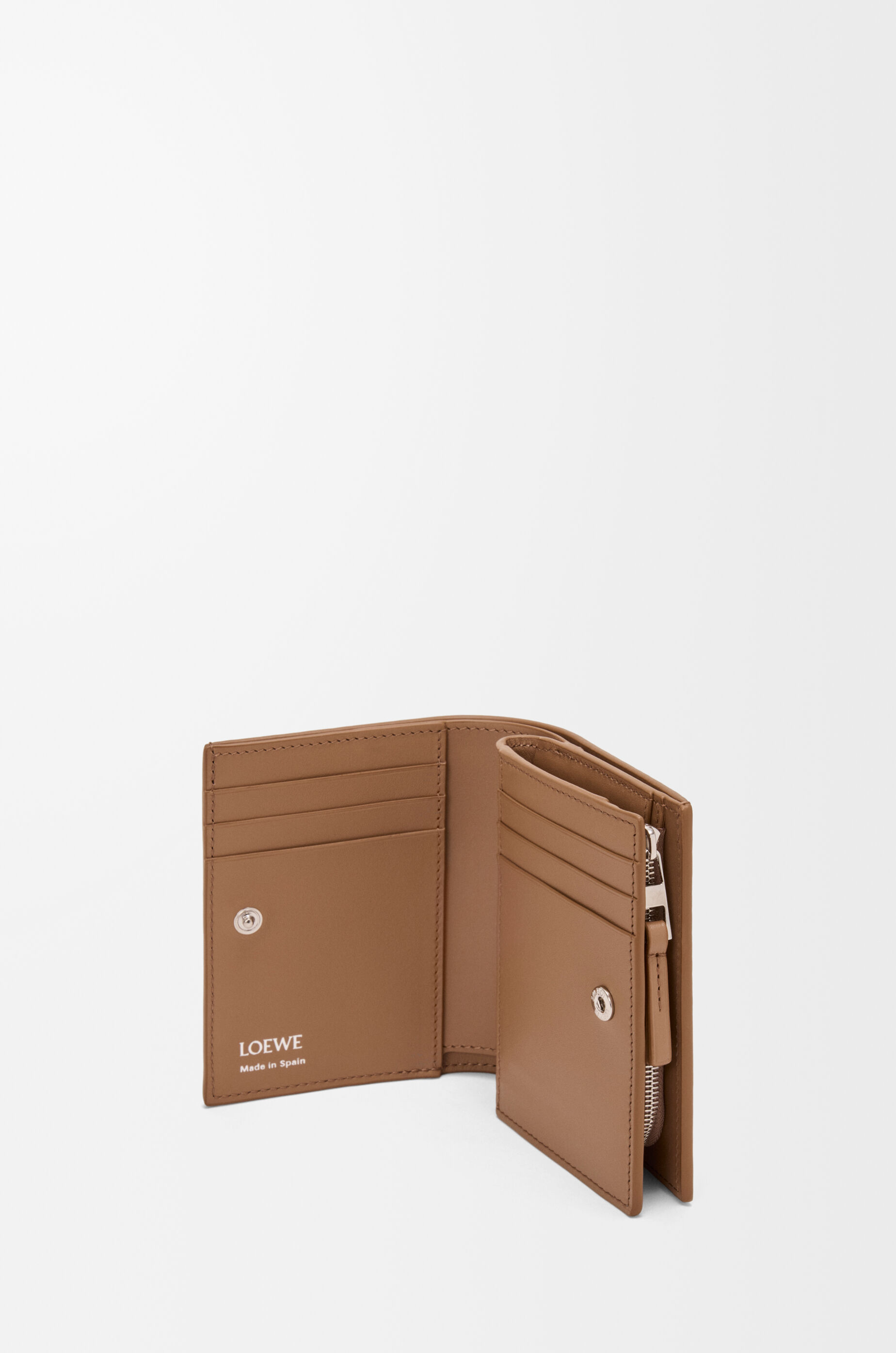 Duet compact wallet in smooth and grained calfskin Brown - LOEWE
