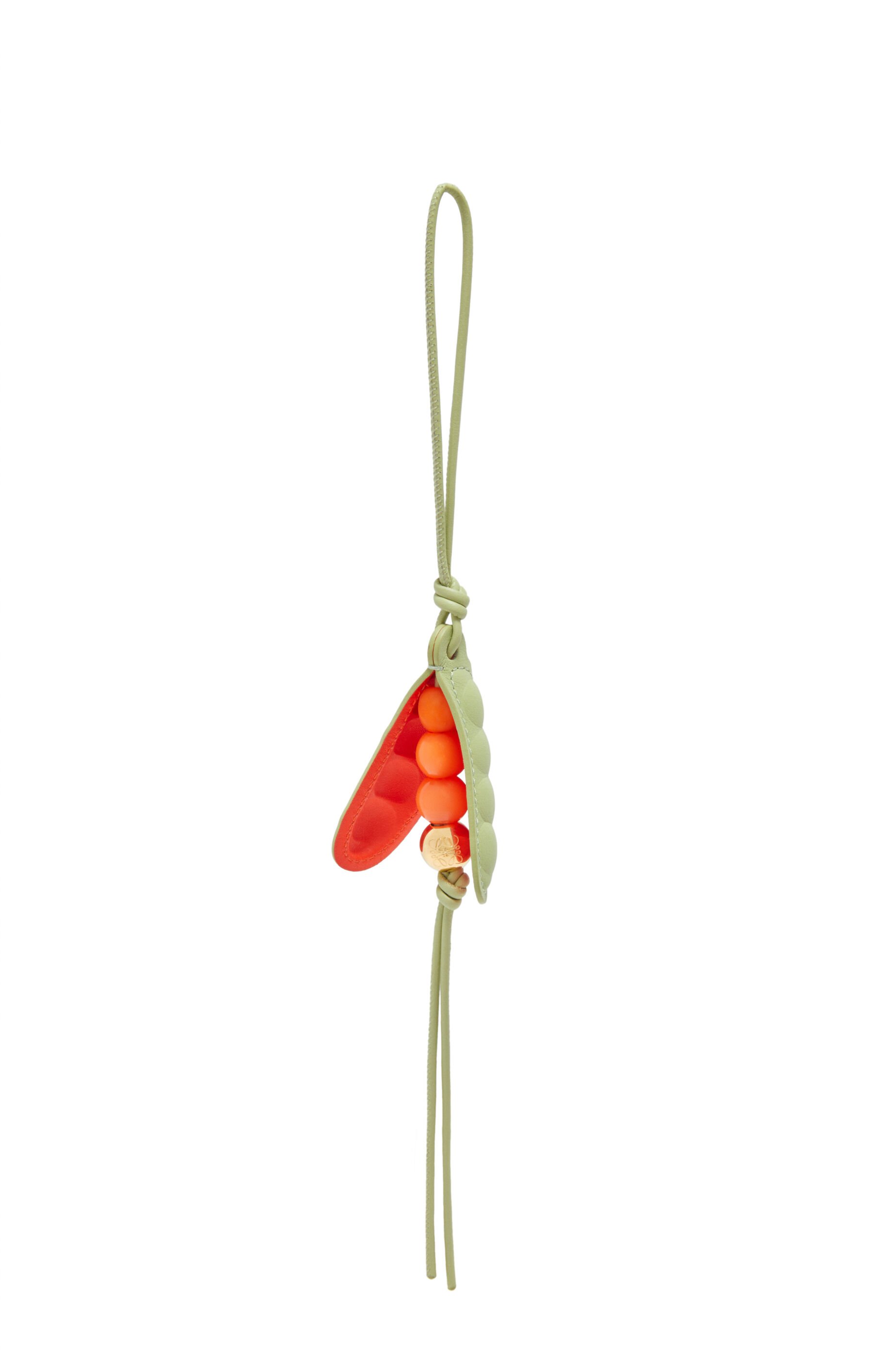 Pea pod charm in classic calfskin Light Pear Vivid Orange LOEWE