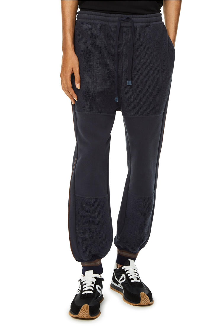 LOEWE Pantalón de jogging en algodón con ribete a contraste Marino Oscuro
