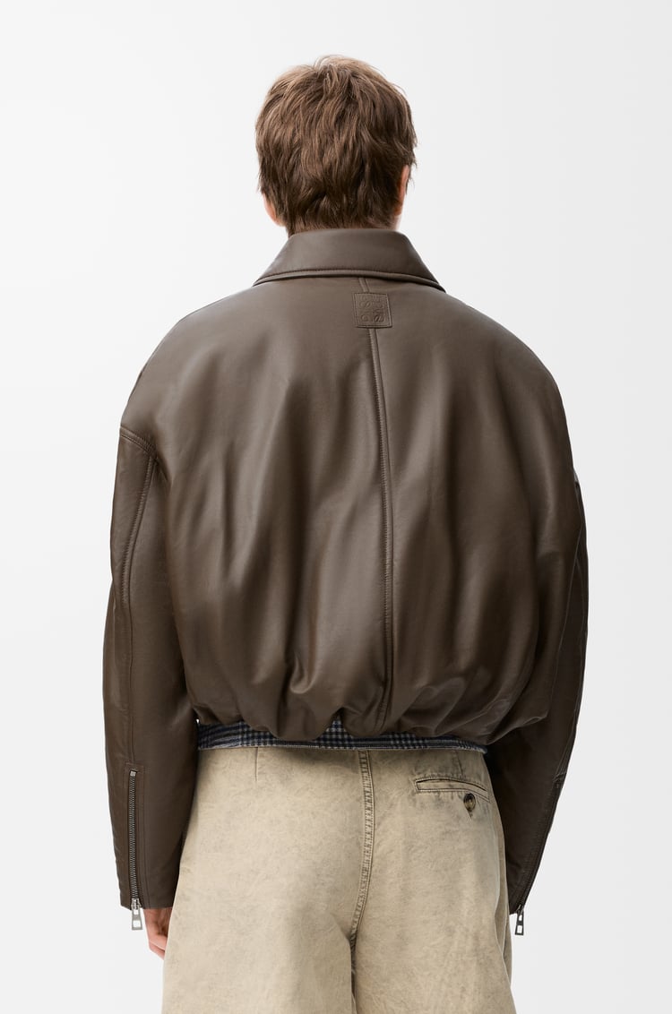 LOEWE Chaqueta biker en piel napa de cordero Verde Caqui