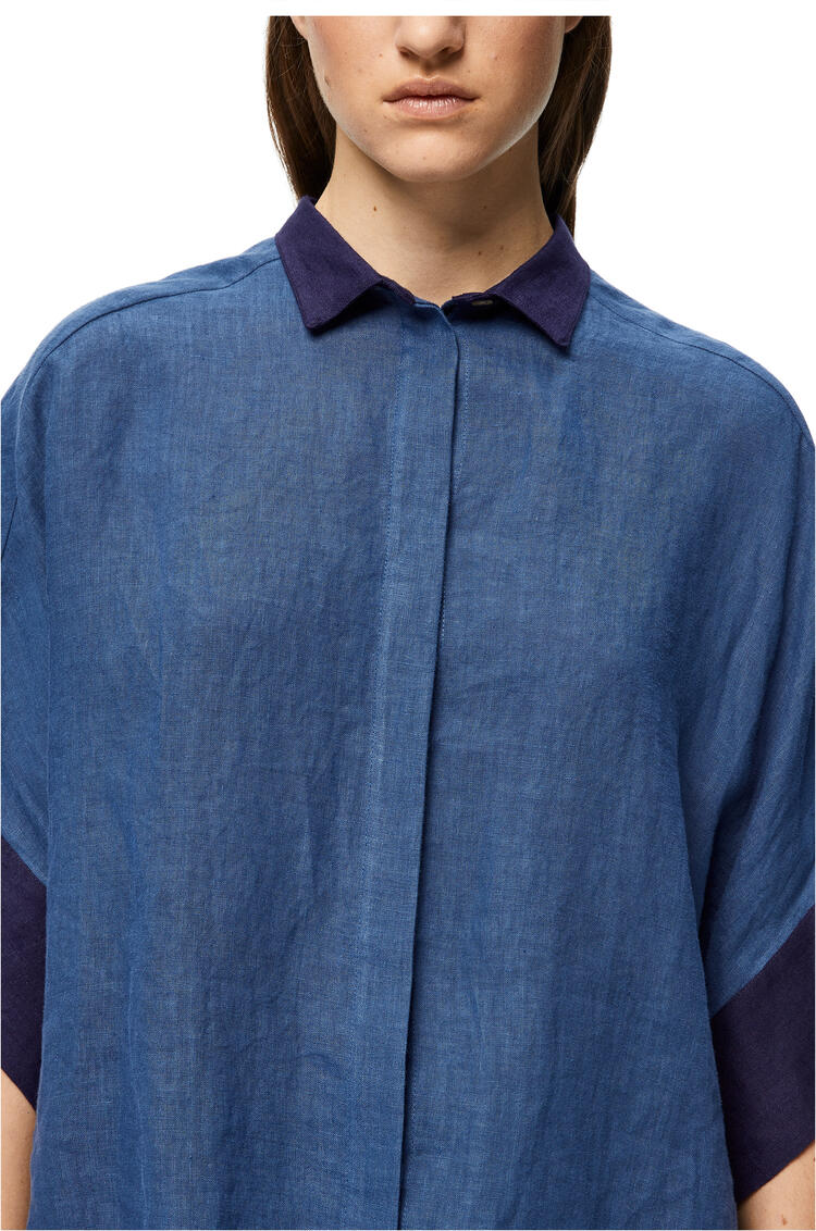 LOEWE Short sleeve blouse in linen Indigo/Marine pdp_rd