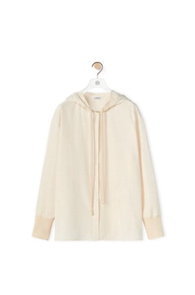 LOEWE Anagram jacquard hooded shirt in silk and cotton Ivory plp_rd