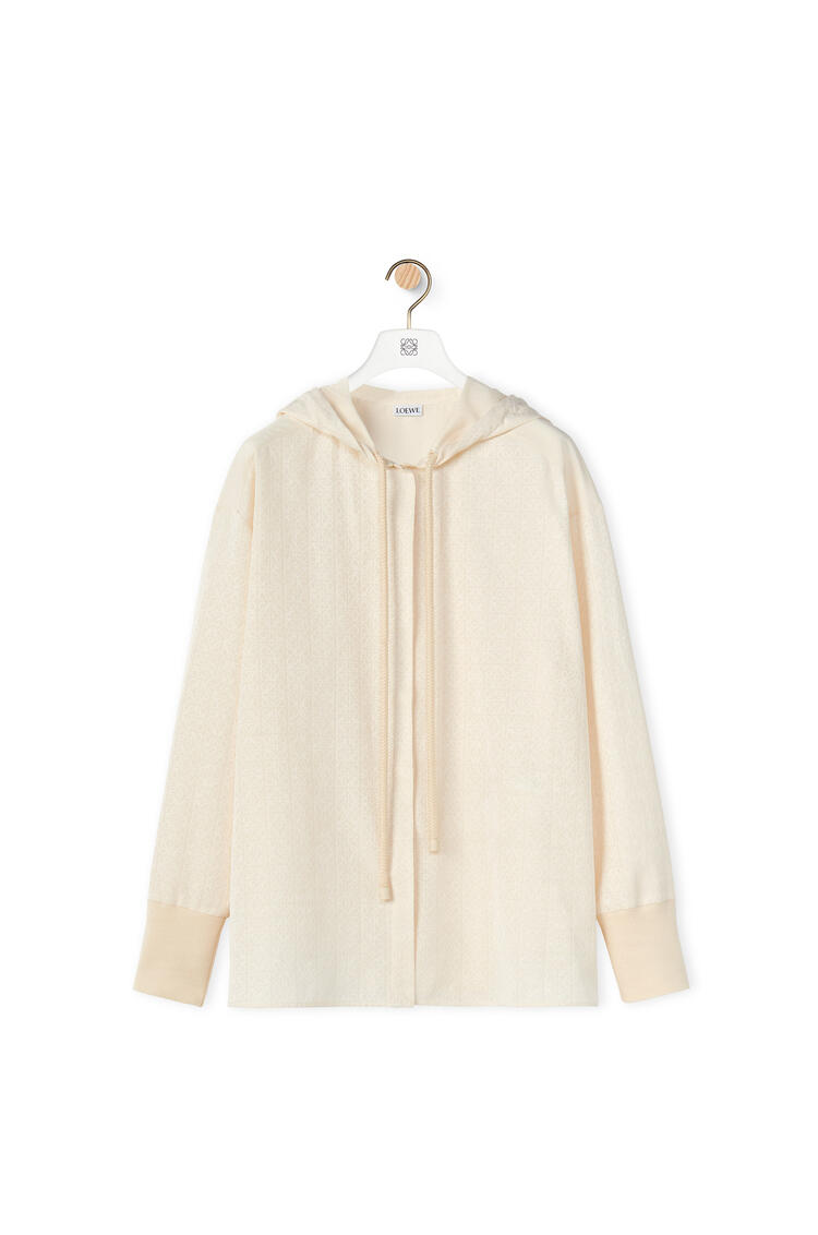 LOEWE Anagram jacquard hooded shirt in silk and cotton Ivory