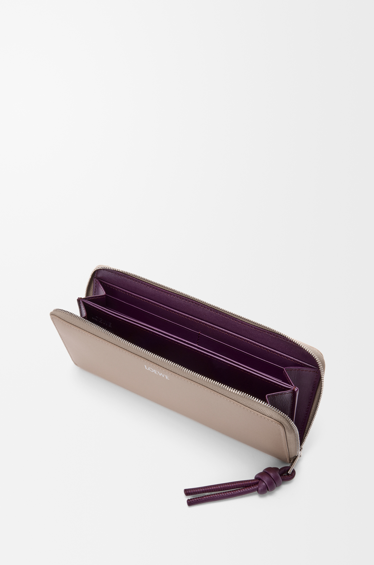 LOEWE Cartera con cremallera Knot en piel napa de ternera Arcilla/Ciruela