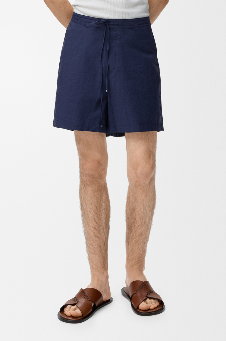 LOEWE Pantalón corto en mezcla de algodón Azul Marino