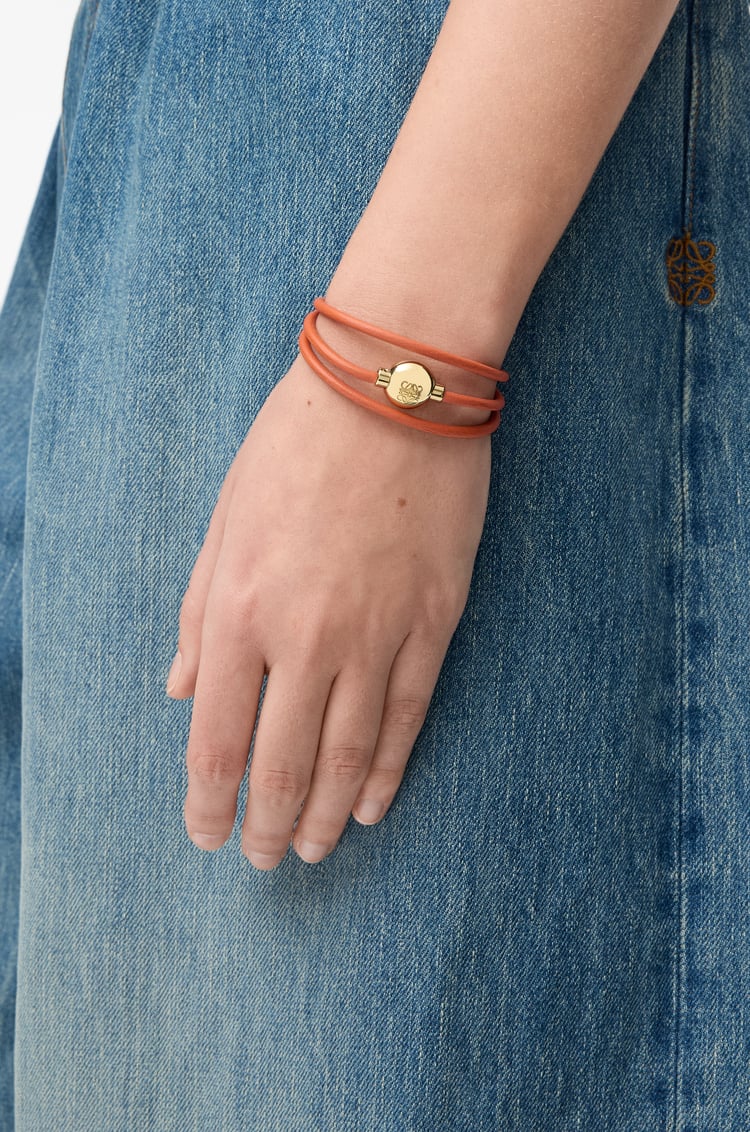 LOEWE 牛皮革 Pebble 手链 橙色/金色