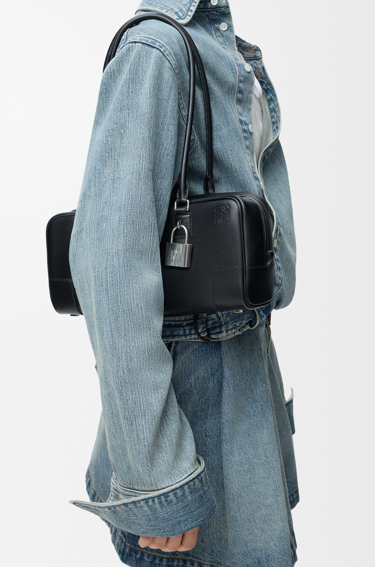 LOEWE Amazona 31 cropped bag in shiny calfskin Black