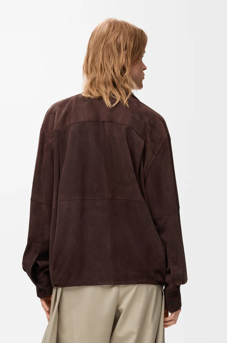 LOEWE Draped shirt in suede goatskin Brown