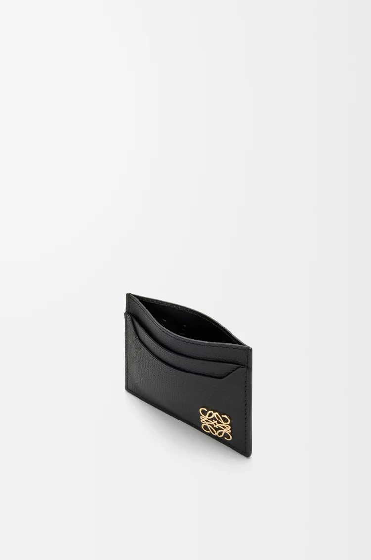 LOEWE Anagram plain cardholder in pebble grained calfskin Black/Gold
