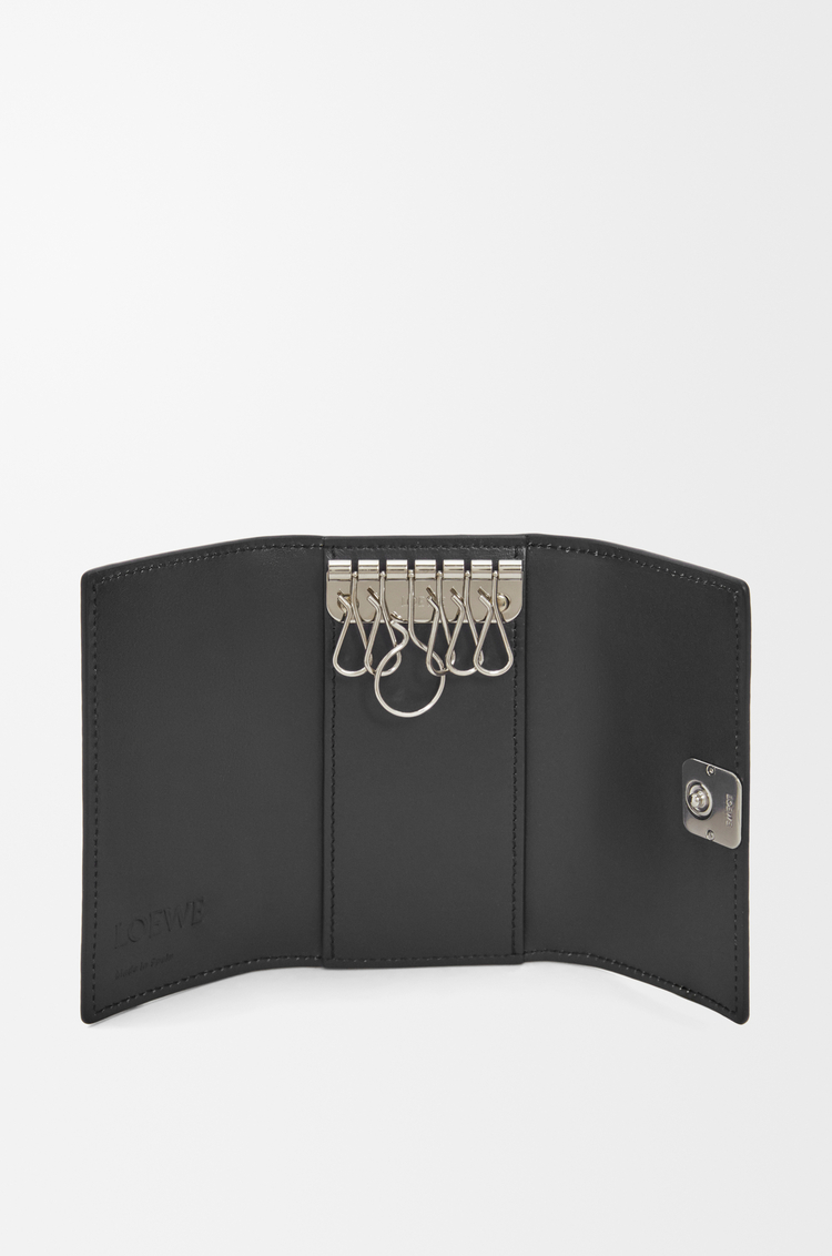 LOEWE Anagram key case in pebble grained calfskin Black