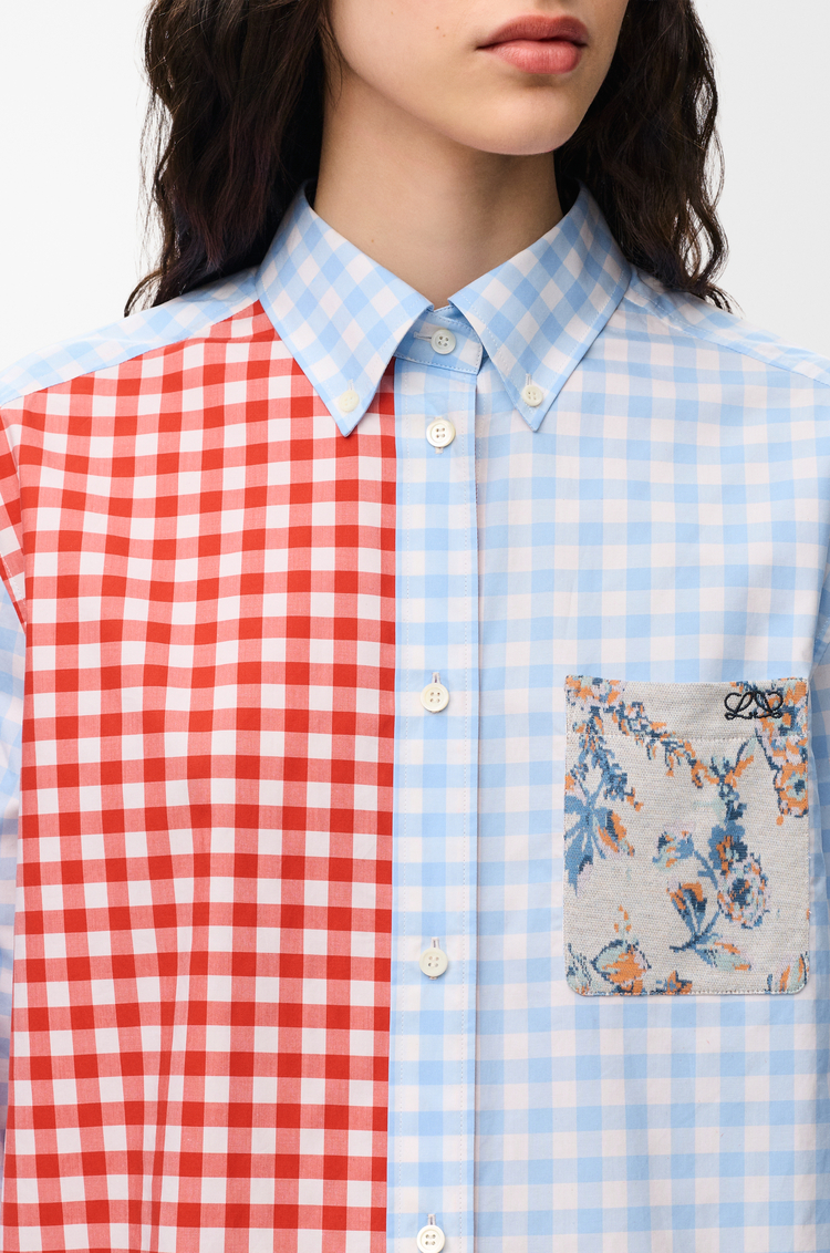 LOEWE Camisa en algodón Azul Claro/Naranja