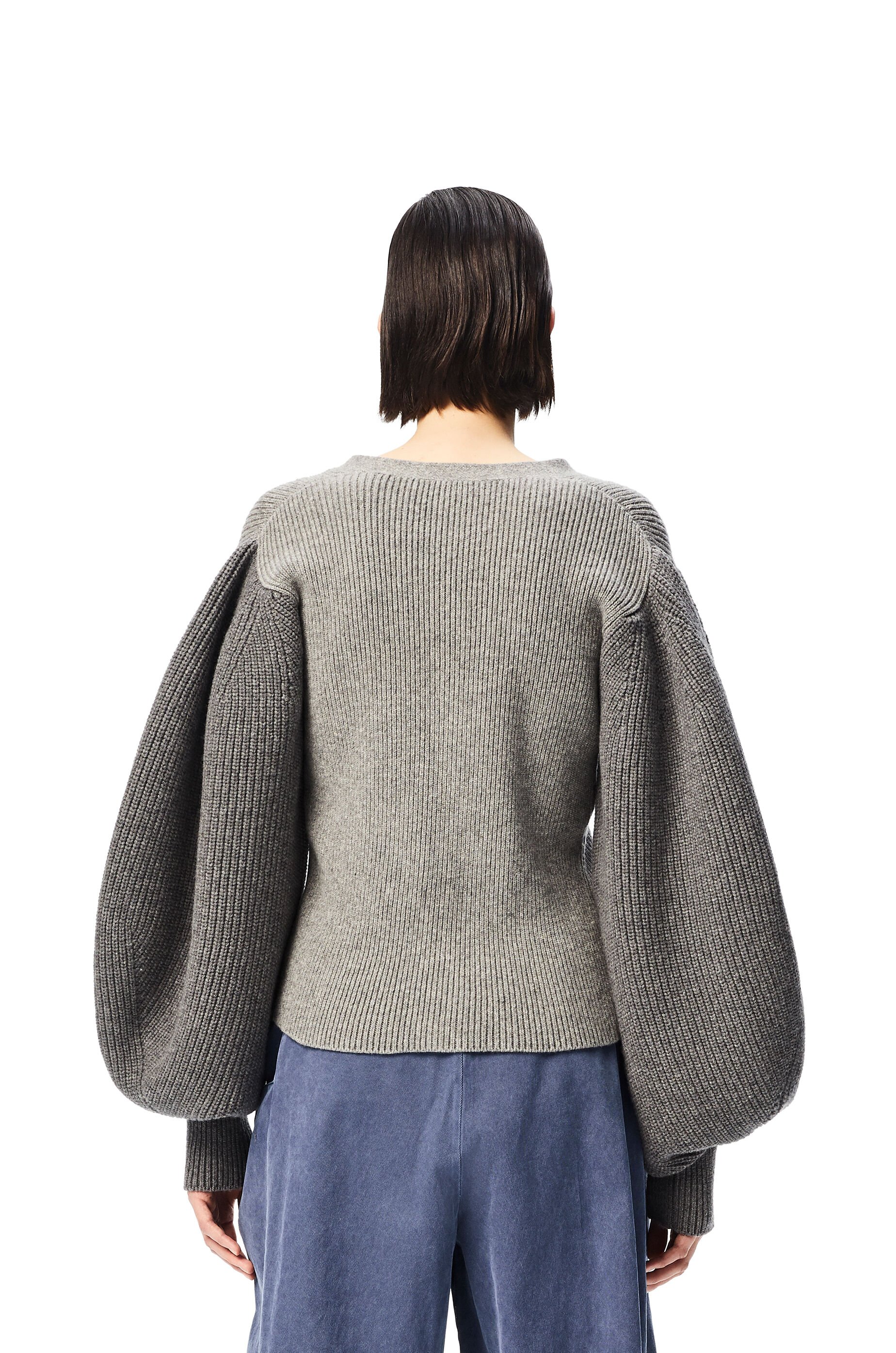 Balloon sleeve cardigan in wool Grey LOEWE