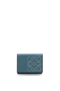 LOEWE Brand trifold 6 cardholder in calfskin Storm Blue/Marble Green