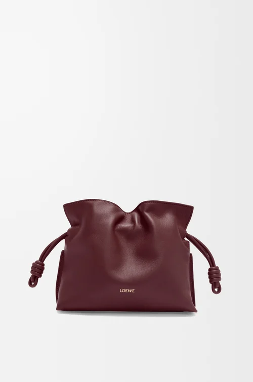 LOEWE Mini Flamenco clutch in nappa calfskin Dark Burgundy