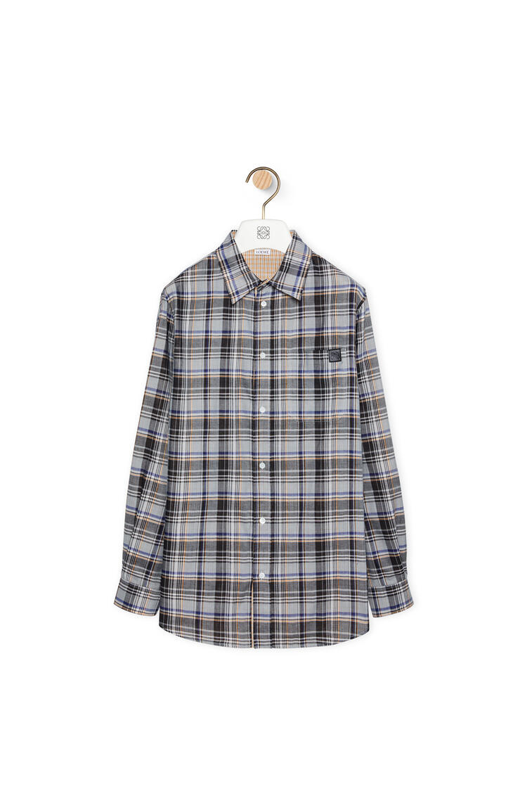 LOEWE Check shirt in cotton and polyester Black/Orange