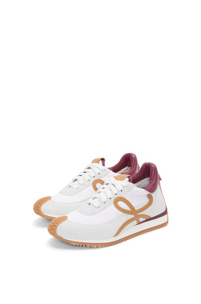 LOEWE Flow Runner in mix nylon and suede White/ Raspberry plp_rd