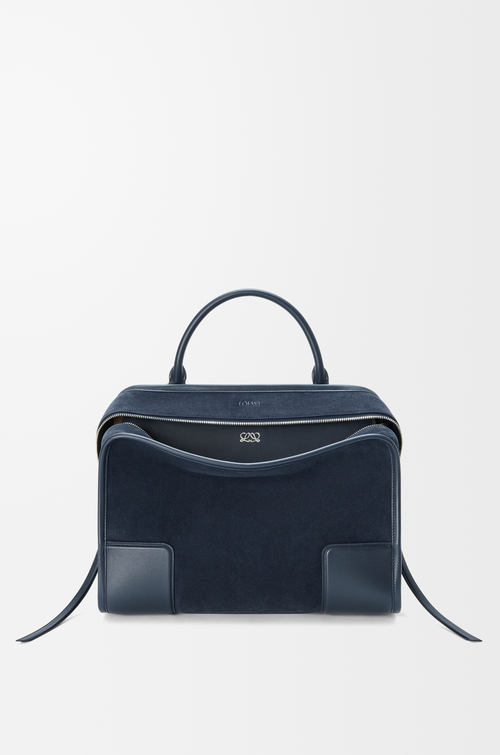 LOEWE Grand sac Amazona 180 en cuir velours Bleu Marine Profond