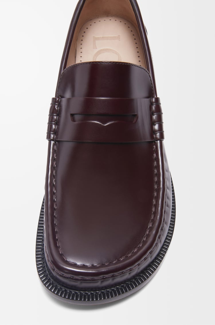 LOEWE Campo loafer in brushed calfskin Burgundy