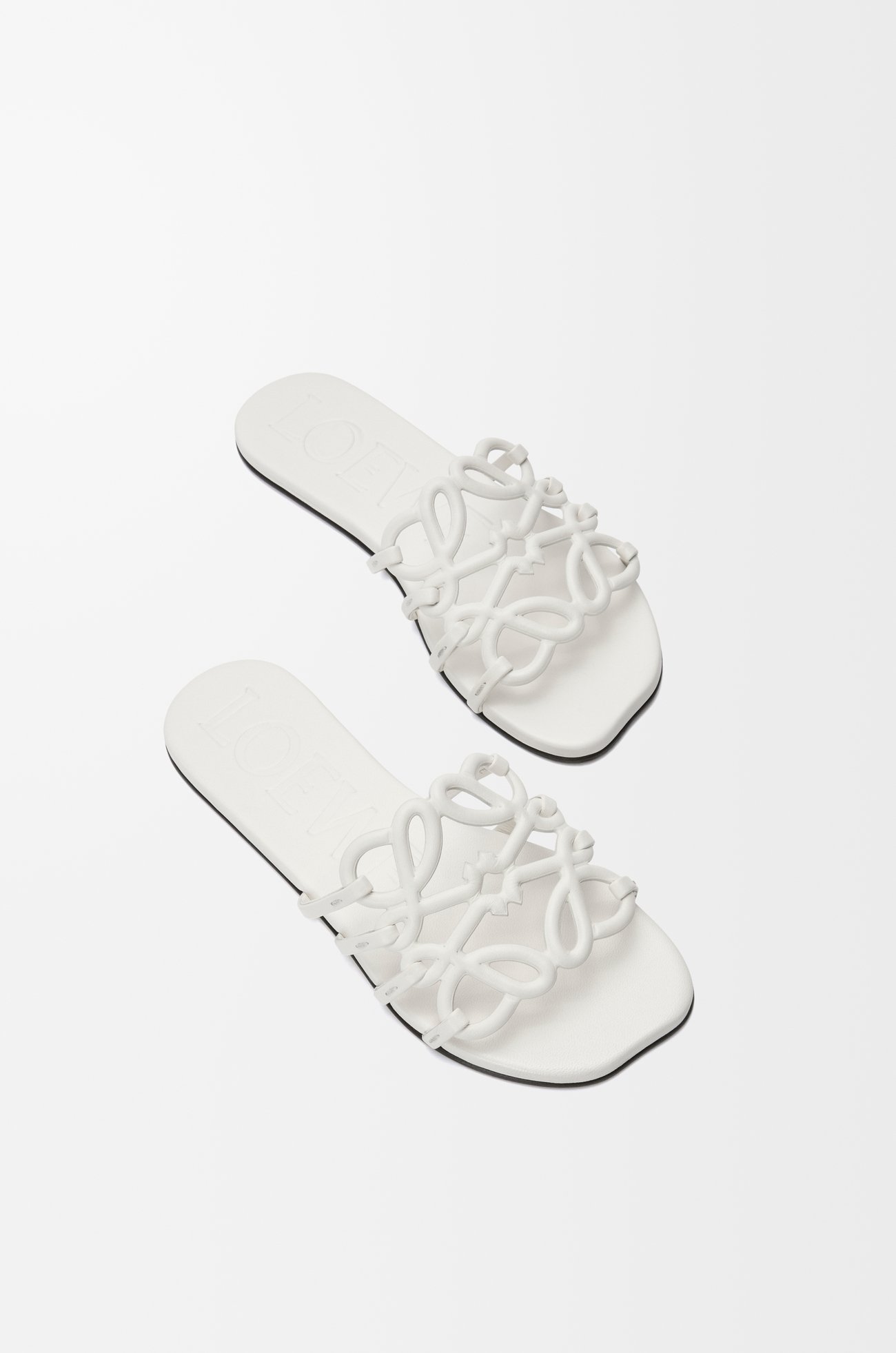 LOEWE Petal Anagram slide in soft calfskin Anthurium White
