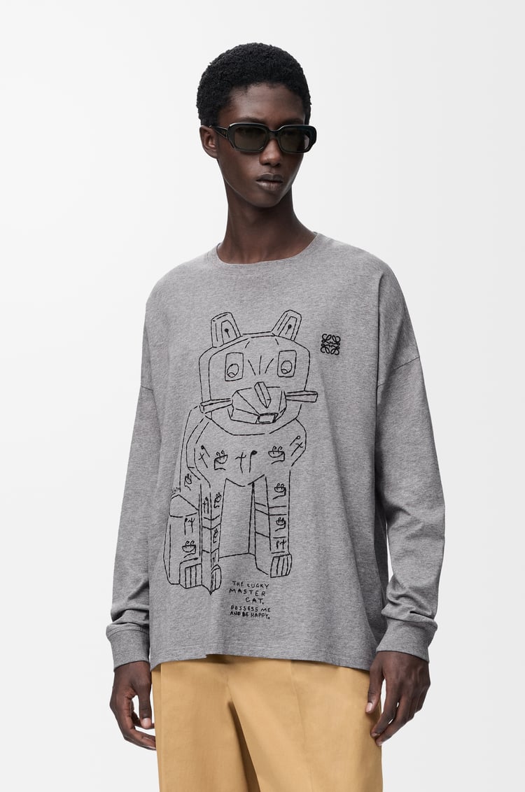 LOEWE T-shirt à manches longues en coton Gris Chiné