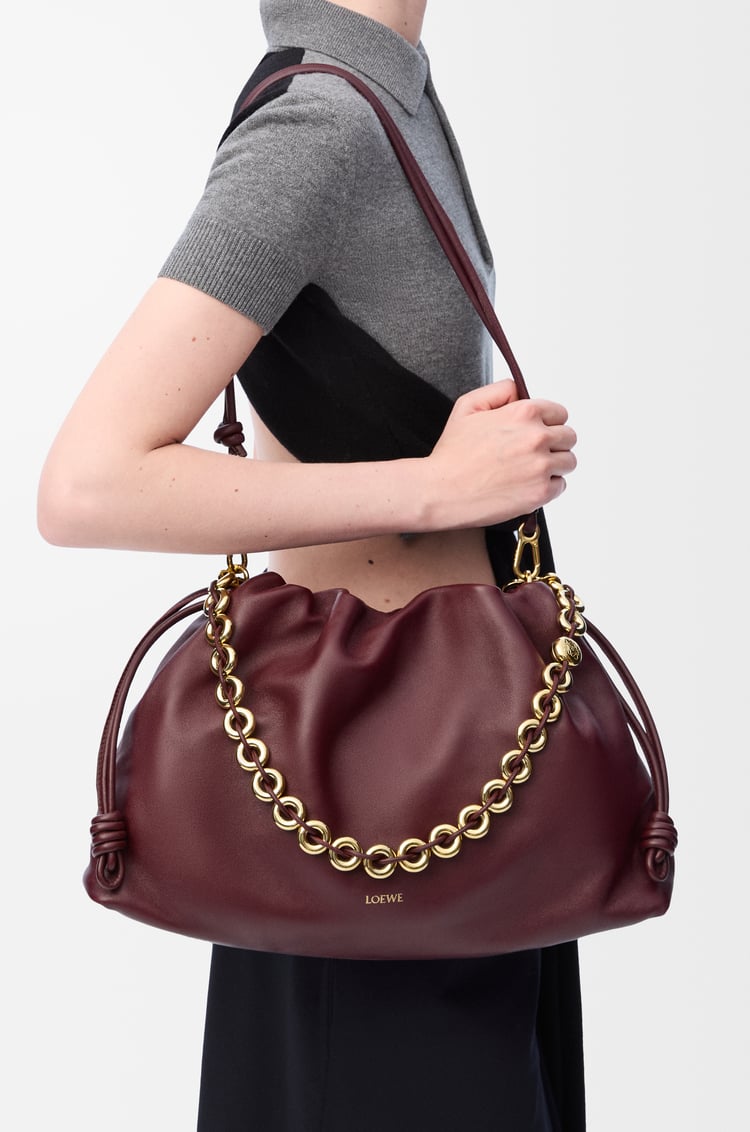LOEWE Large Flamenco purse in mellow nappa lambskin Dark Burgundy