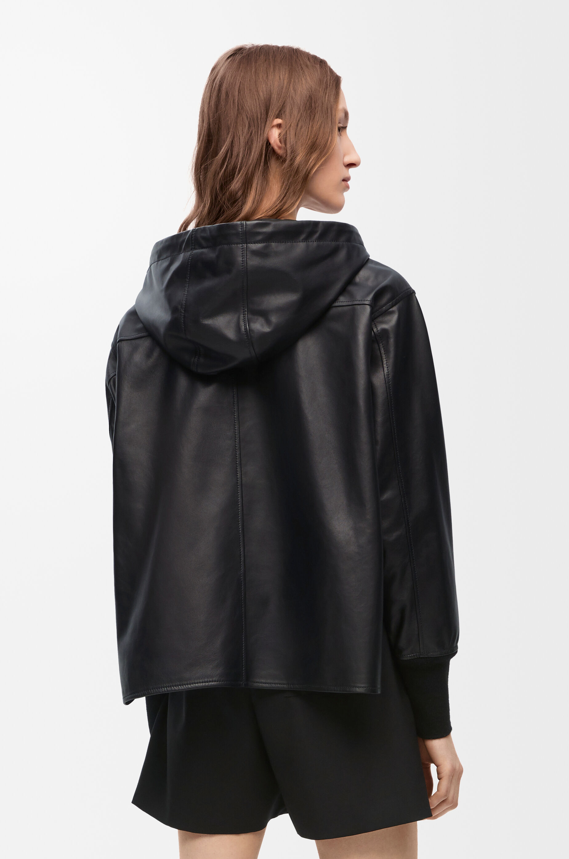 Hooded jacket in nappa lambskin Black - LOEWE