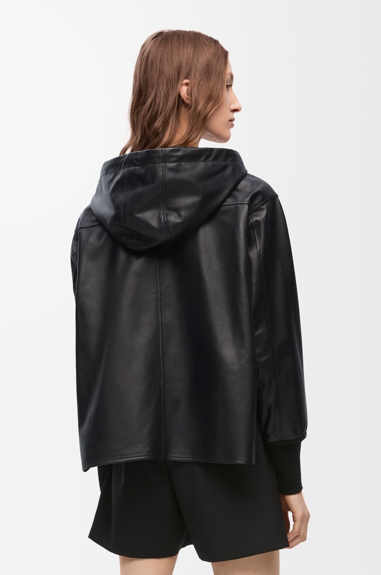 LOEWE Chaqueta con capucha en piel napa de cordero Negro