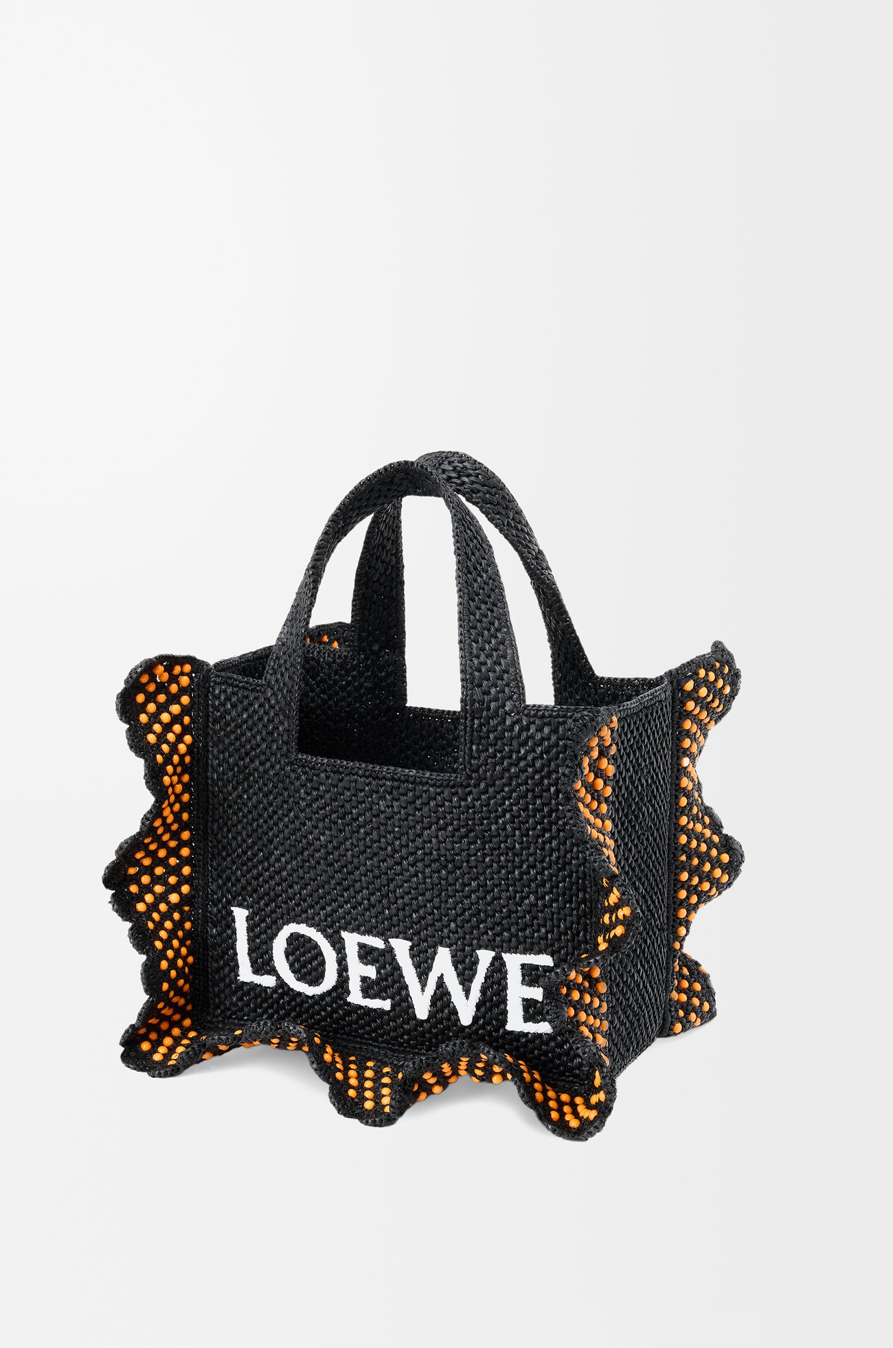 LOEWE Small LOEWE Font tote in raffia Black
