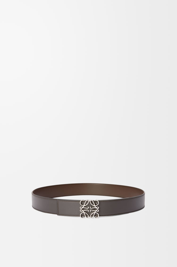 LOEWE Cinturón reversible Anagram en piel de ternera Gris Oscuro/Paladio