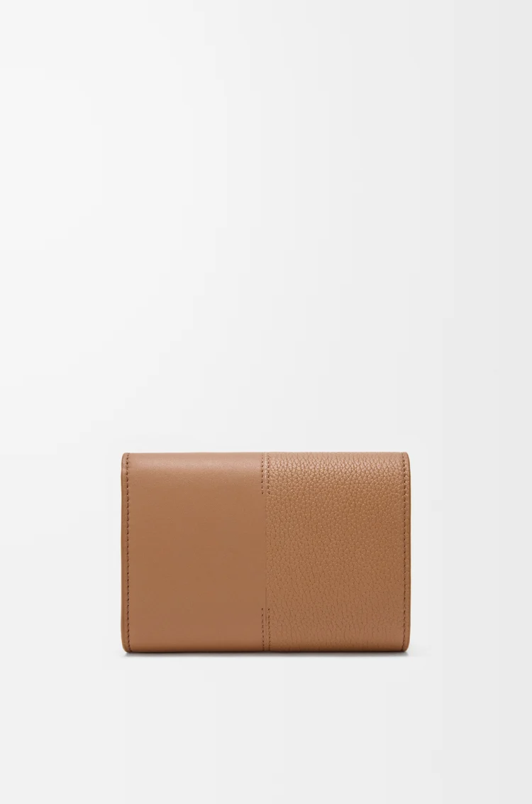 LOEWE Small vertical wallet in smooth and grained calfskin Mocha