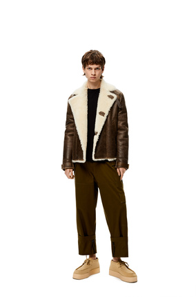 LOEWE Buttoned jacket in shearling White/Dark Brown plp_rd