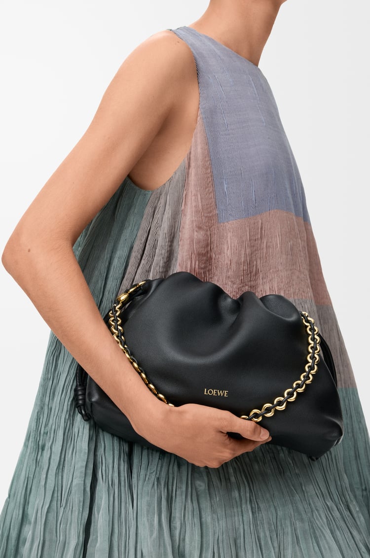 LOEWE Medium Flamenco purse in mellow nappa lambskin Black