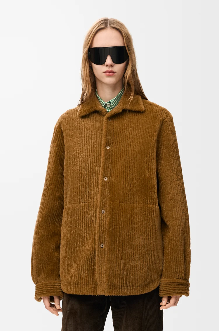 LOEWE Overshirt in shearling corduroy Camel