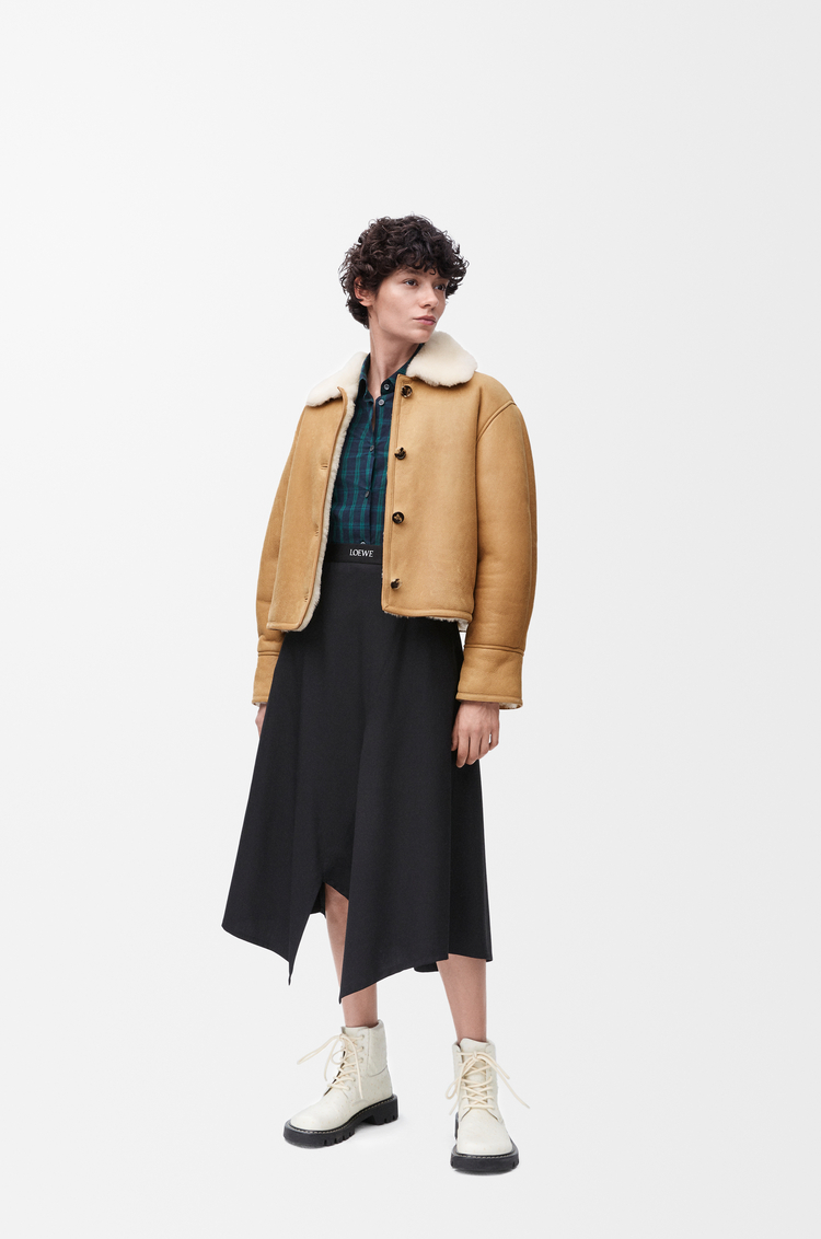 LOEWE 羊毛皮夾克 駝色