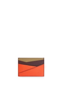 LOEWE パズル プレーン カードホルダー（クラシックカーフ） バーガンディ/ビビッドオレンジ