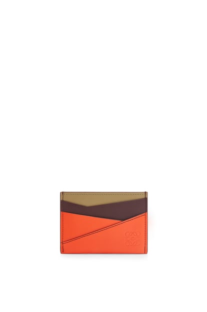 LOEWE Puzzle plain cardholder in classic calfskin 勃根地紅/艷橘色 plp_rd